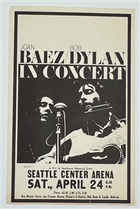 1965 OP-1 Bob Dylan/Joan Baez Handbill- Seattle Center Arena-AOR Graded 7.0 - ULTRA RARE AND DESIRABLE!