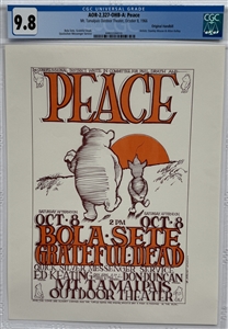 1966-AOR 2.327-OHB-A - Grateful Dead "Winnie The Pooh" Peace Handbill- Mt.Tamaipais Theater- CGC Graded 9.8