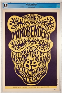 1966 BG-16 OP-1 Mindbenders Poster - Fillmore Auditorium- CGC Graded 9.8 -TIED FOR FINEST KNOWN!