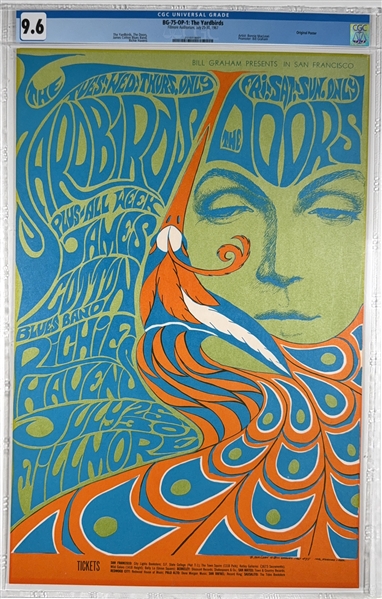 1967 BG-75 OP-1 Doors /Yardbirds Poster -Fillmore Auditorium -CGC Graded 9.6 -COLLECTOR FAVORITE!