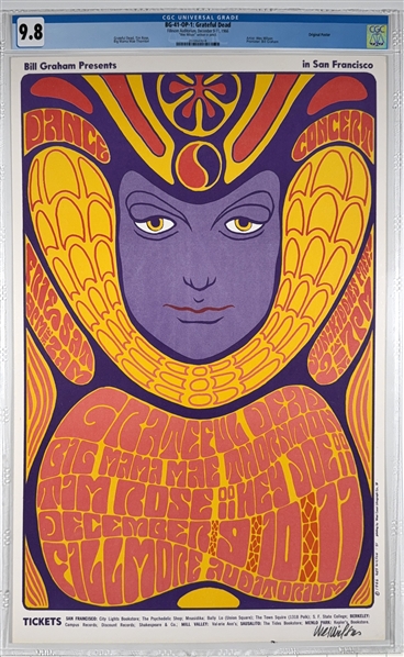 1966 BG-41 OP-1 Grateful Dead Poster- Fillmore Auditorium - CGC Graded 9.8 -SIGNED WILSON!