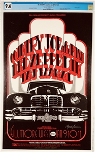 1969 BG-155 OP-1 Led Zeppelin Poster - Fillmore West -CGC Graded 9.6 - SIGNED TUTEN!