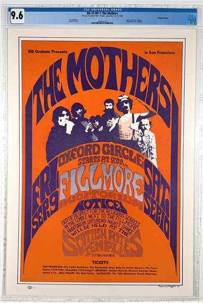 1966 BG-27 OP-1 -The Mothers Poster Fillmore Auditorium - CGC Graded 9.6