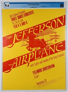 1966 BG-1 OP-2 Jefferson Airplane Fillmore Auditorium Poster -CGC Graded 9.6 - HISTORIC FIRST ISSUE!