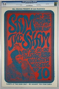 1966 BG-22 OP-1 Sam The Sham Poster- Fillmore Auditorium - CGC Graded 9.8 -MAJOR SLEEPER ISSUE!
