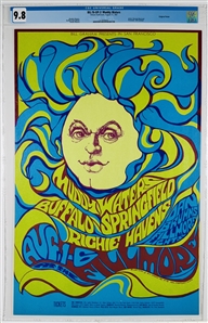 1967 BG-76 OP-2 Muddy Waters Poster- Fillmore Auditorium - CGC Graded 9.8
