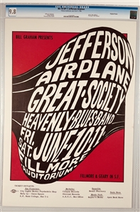 1966 BG-10 OP-1 - Jefferson Airplane /Great Society Poster Fillmore Auditorium - CGC Graded 9.8 -KING AUTHENTICATED!